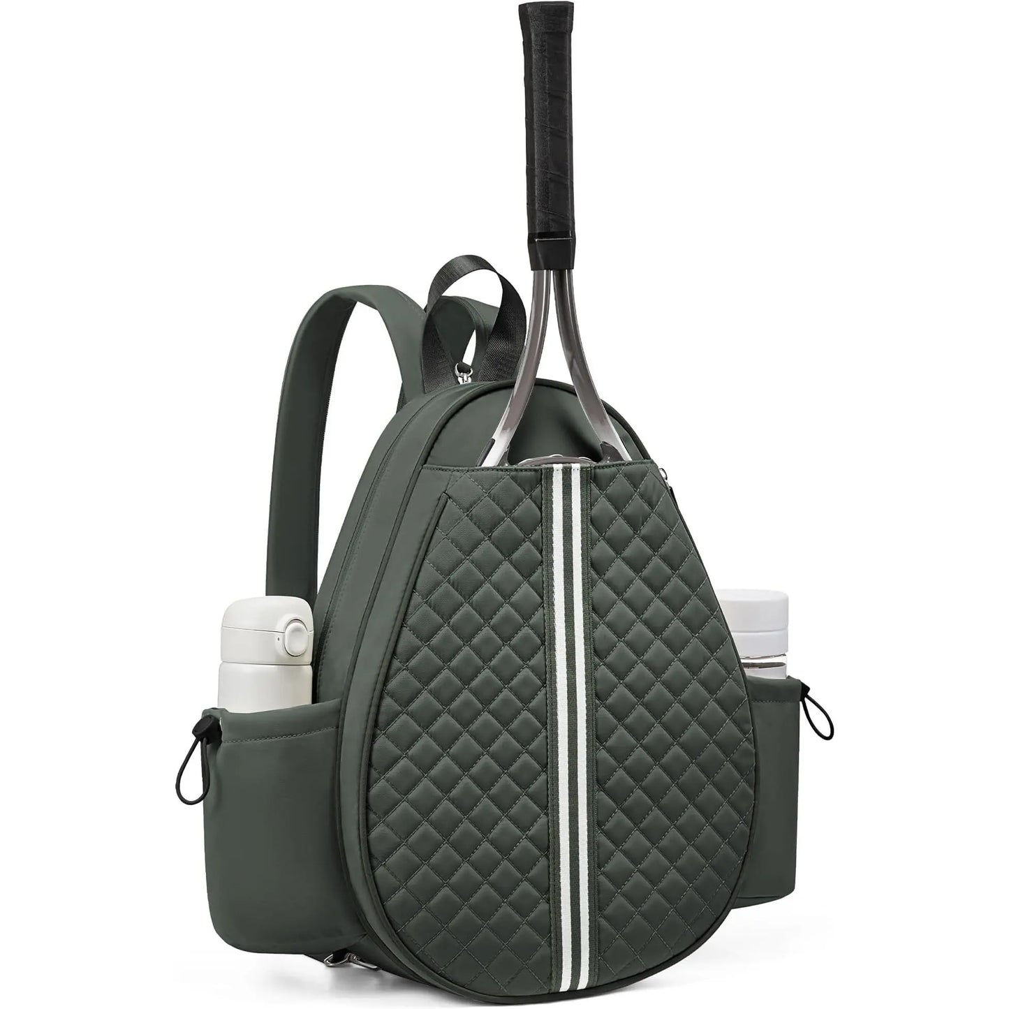 Quilted Water-Resistant Tennis Sling Backpack - Versatile Bag for Tennis, Pickleball, and Badminton for Men and Women