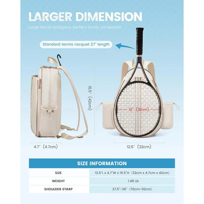 Quilted Water-Resistant Tennis Sling Backpack - Versatile Bag for Tennis, Pickleball, and Badminton for Men and Women