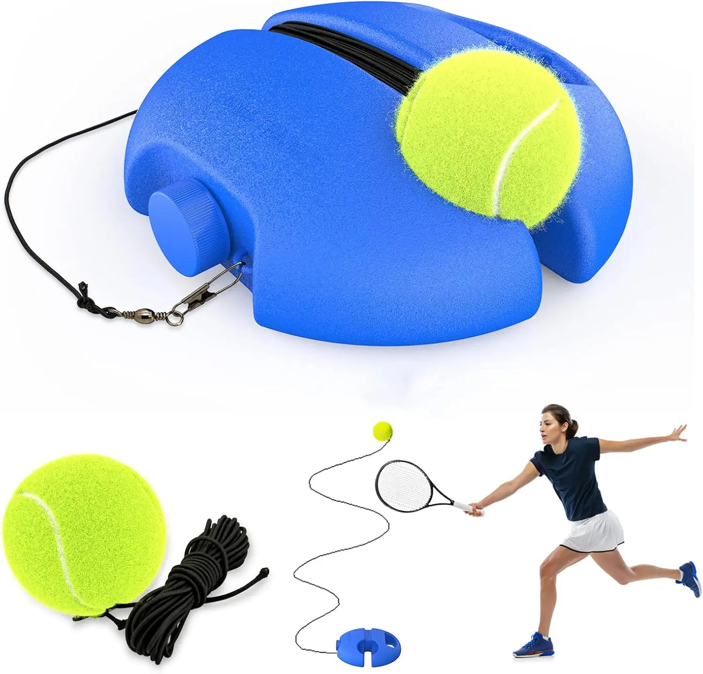 Professional Tennis Trainer Rebound Ball - Portable Solo Training Equipment with String Balls for Beginners and Outdoor Practice