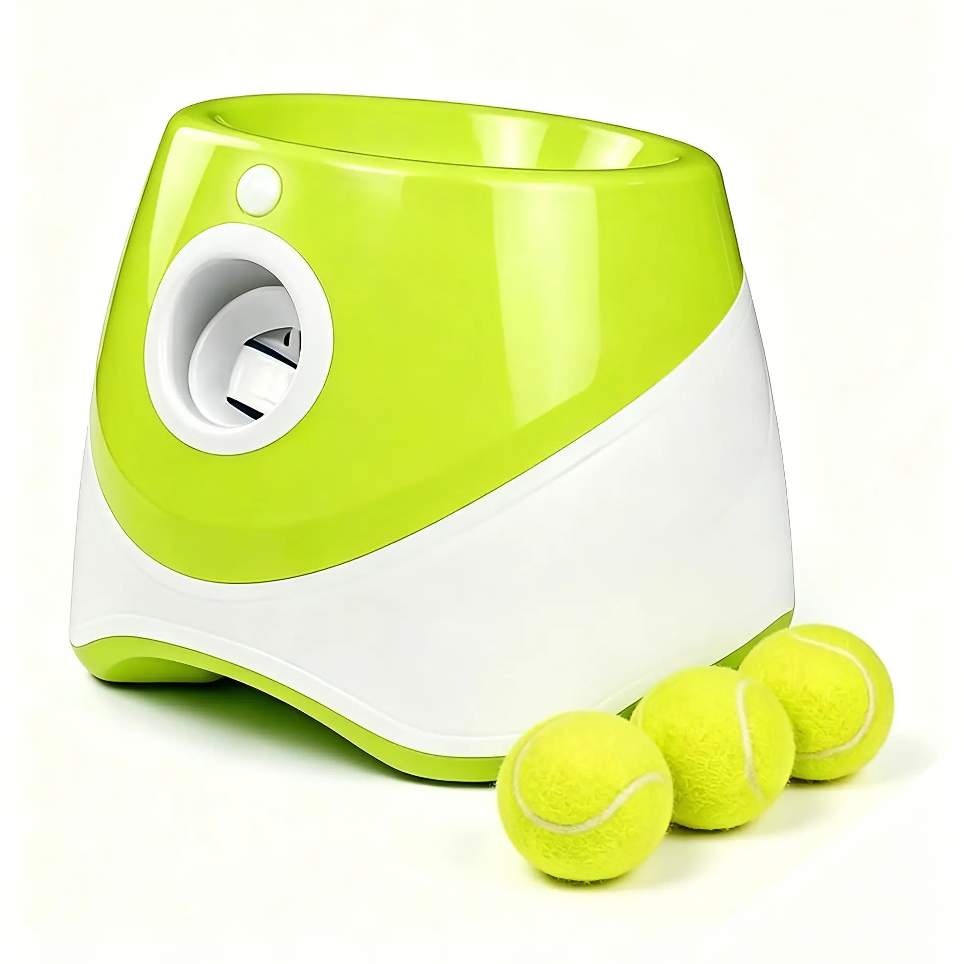 Automatic Dog Ball Launcher with LED Battery Indicator - Interactive Throwing Device for Small to Medium Dogs, Features 3 Distance Settings, Portable Design, Includes 3/6 Balls, Rechargeable Battery