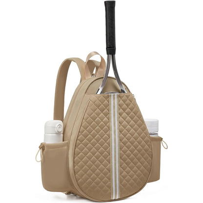 Quilted Water-Resistant Tennis Sling Backpack - Versatile Bag for Tennis, Pickleball, and Badminton for Men and Women