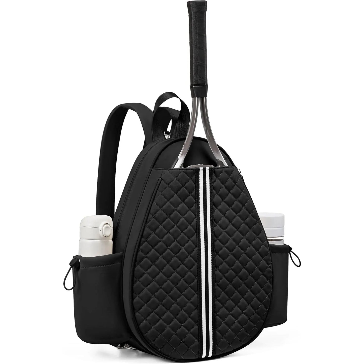 Quilted Water-Resistant Tennis Sling Backpack - Versatile Bag for Tennis, Pickleball, and Badminton for Men and Women