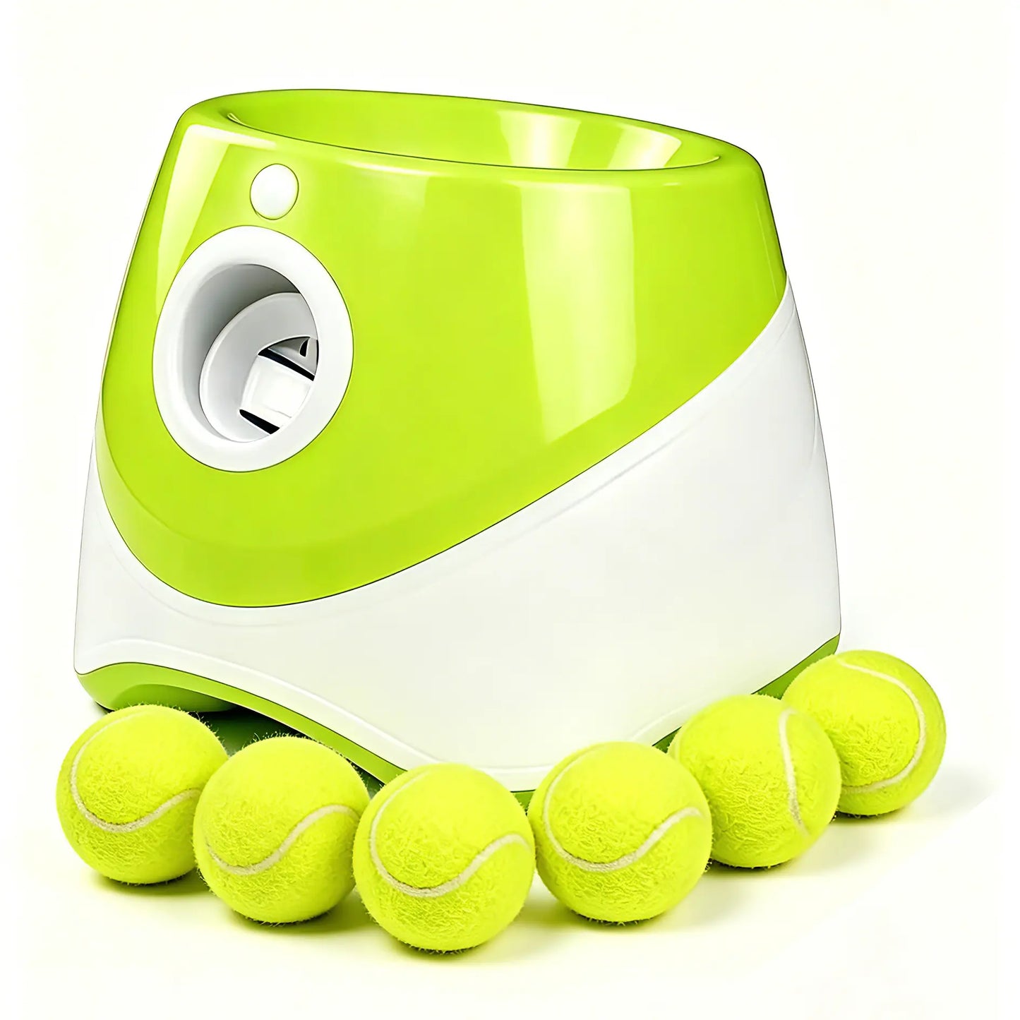 Automatic Dog Ball Launcher with LED Battery Indicator - Interactive Throwing Device for Small to Medium Dogs, Features 3 Distance Settings, Portable Design, Includes 3/6 Balls, Rechargeable Battery