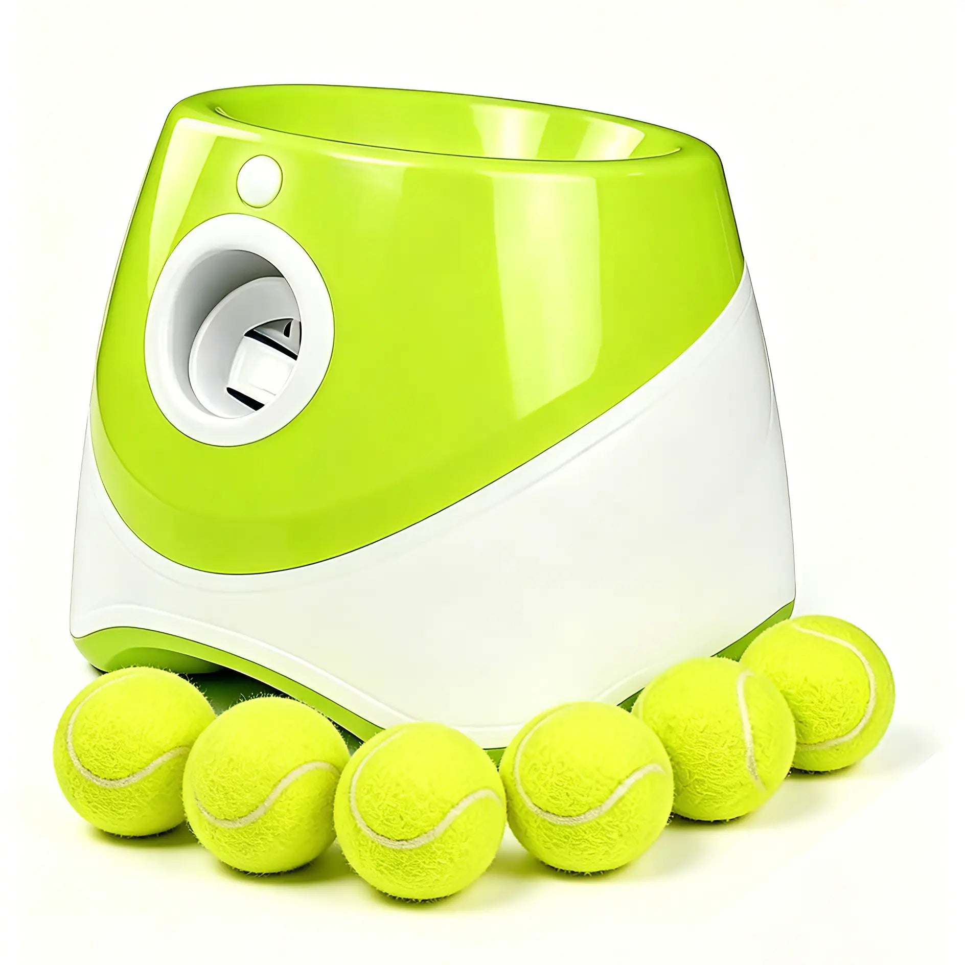 Automatic Dog Ball Launcher with LED Battery Indicator - Interactive Throwing Device for Small to Medium Dogs, Features 3 Distance Settings, Portable Design, Includes 3/6 Balls, Rechargeable Battery