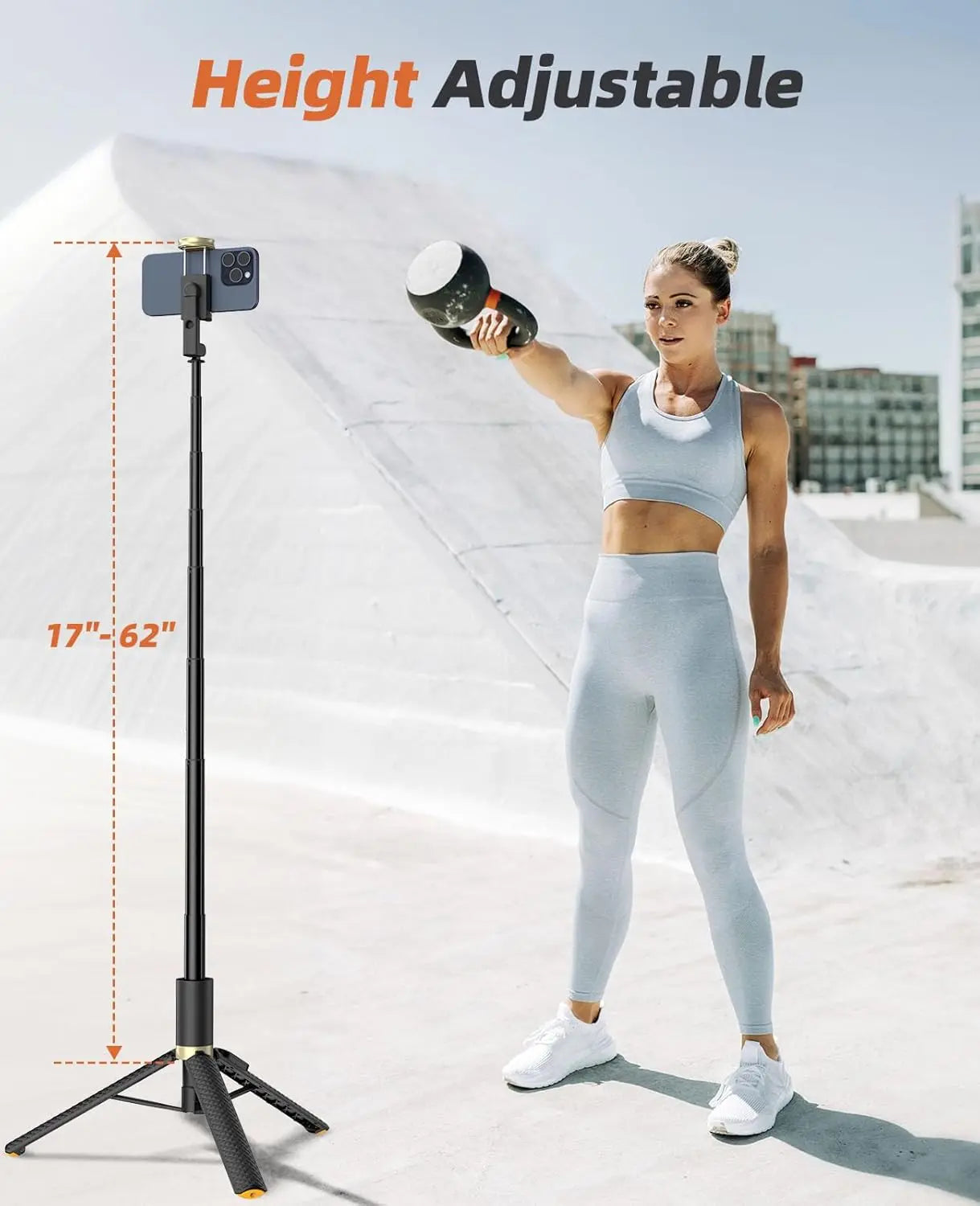 62-Inch Adjustable Phone Tripod and Selfie Stick with Remote Control, Lightweight and Portable Stand for iPhone and Android, Ideal for Video Recording and Vlogging
