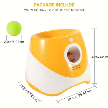 Automatic Dog Ball Launcher with LED Battery Indicator - Interactive Throwing Device for Small to Medium Dogs, Features 3 Distance Settings, Portable Design, Includes 3/6 Balls, Rechargeable Battery