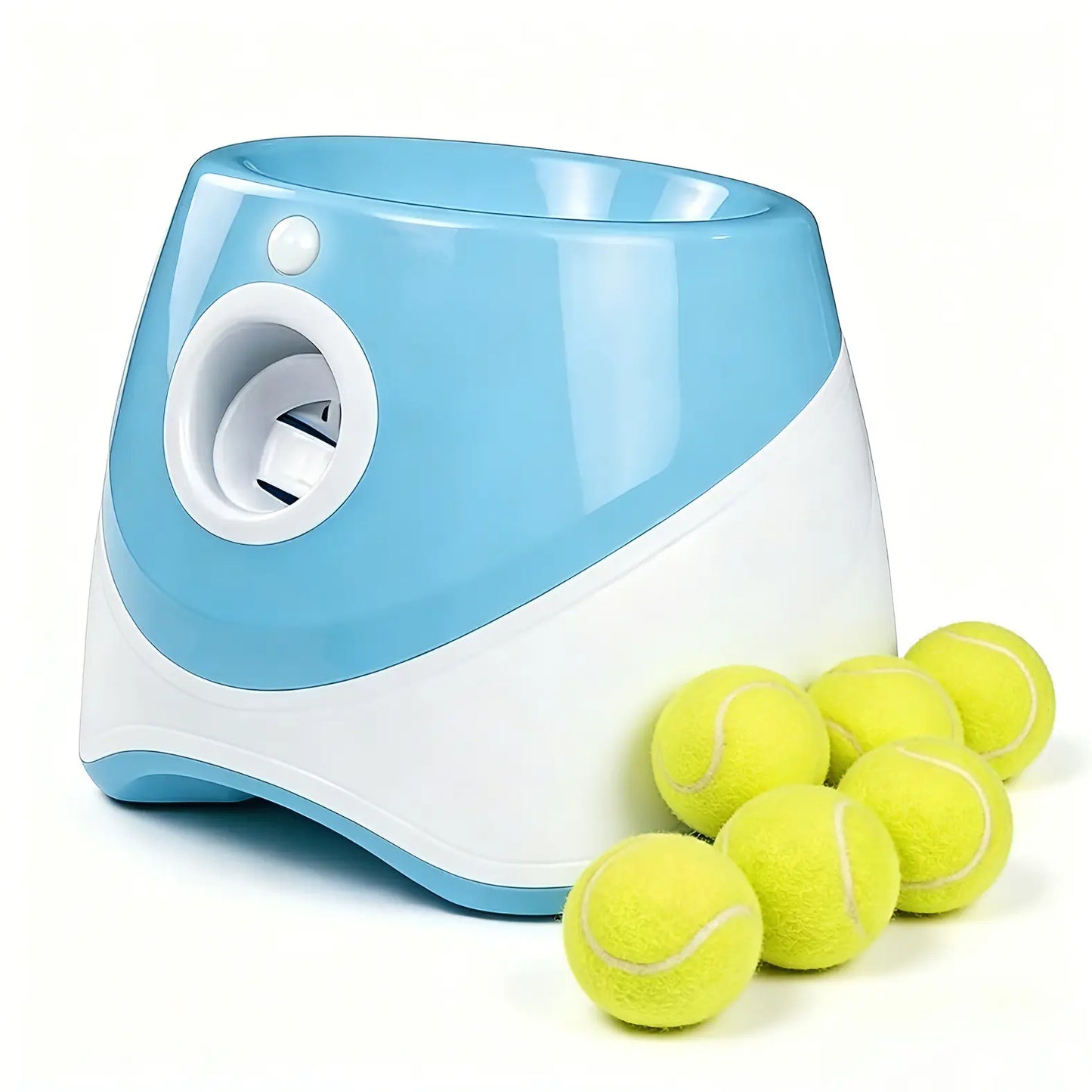 Automatic Dog Ball Launcher with LED Battery Indicator - Interactive Throwing Device for Small to Medium Dogs, Features 3 Distance Settings, Portable Design, Includes 3/6 Balls, Rechargeable Battery