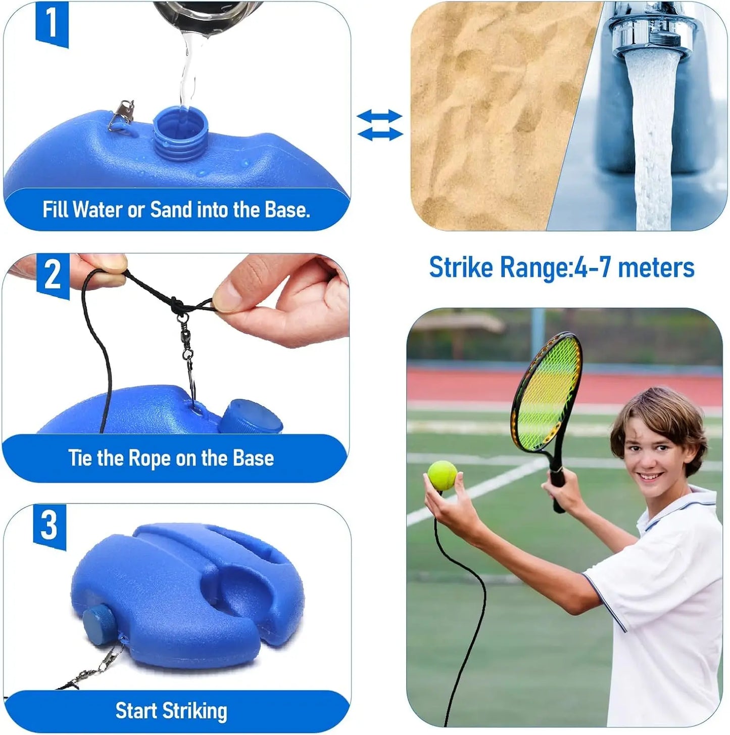 Professional Tennis Trainer Rebound Ball - Portable Solo Training Equipment with String Balls for Beginners and Outdoor Practice