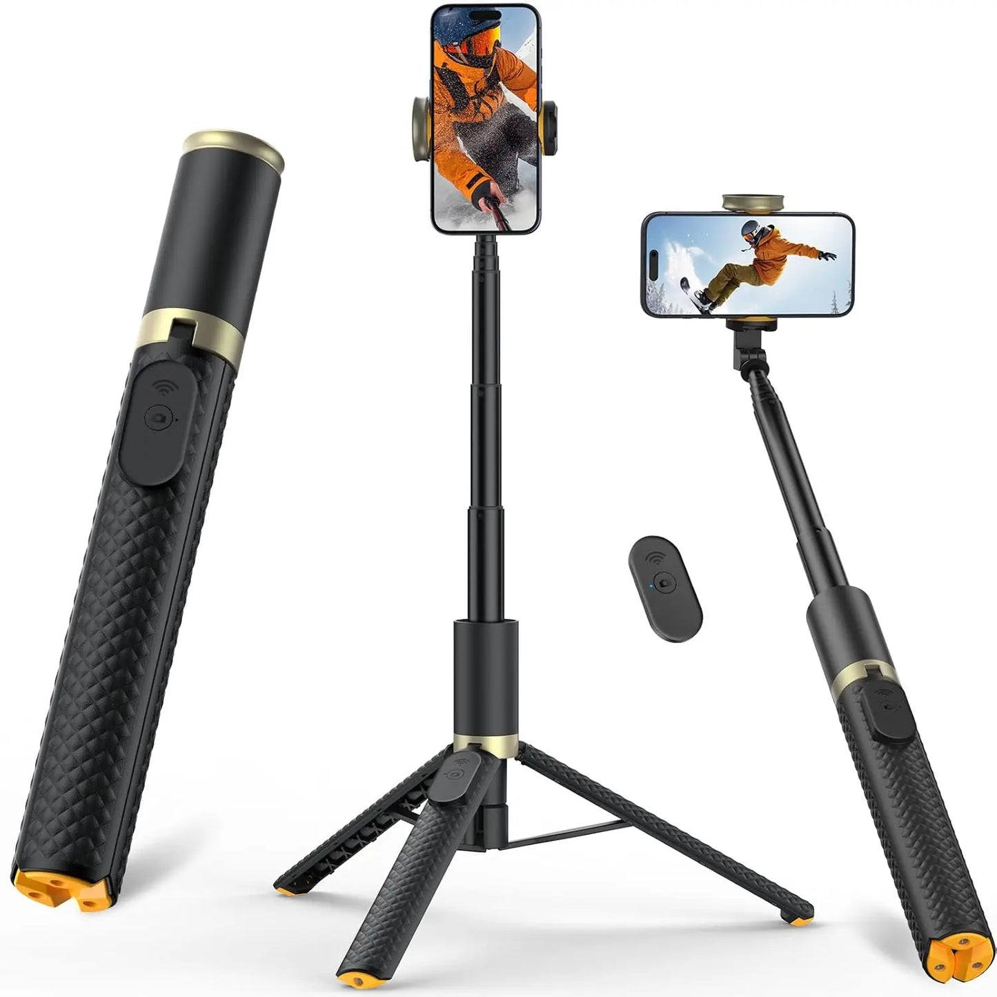 62-Inch Adjustable Phone Tripod and Selfie Stick with Remote Control, Lightweight and Portable Stand for iPhone and Android, Ideal for Video Recording and Vlogging