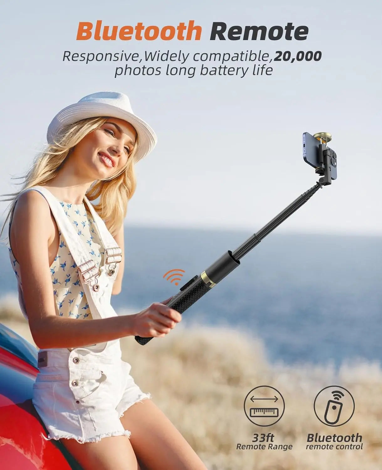 62-Inch Adjustable Phone Tripod and Selfie Stick with Remote Control, Lightweight and Portable Stand for iPhone and Android, Ideal for Video Recording and Vlogging