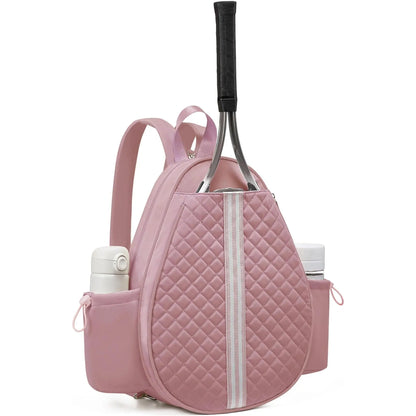 Quilted Water-Resistant Tennis Sling Backpack - Versatile Bag for Tennis, Pickleball, and Badminton for Men and Women