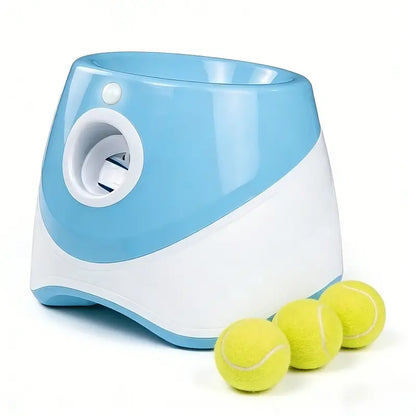 Automatic Dog Ball Launcher with LED Battery Indicator - Interactive Throwing Device for Small to Medium Dogs, Features 3 Distance Settings, Portable Design, Includes 3/6 Balls, Rechargeable Battery
