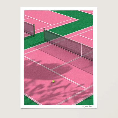 Tennis Retro Art Print - Risograph-Inspired Illustration, Unframed Sports Wall Decor, Ideal Gift