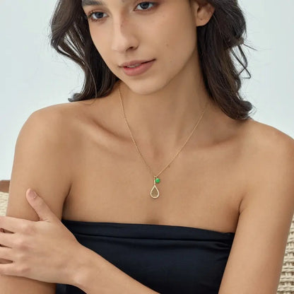 Tennis Racket Necklace with Green Enamel Ball Charm - 18K Gold Plated Gift for Tennis Enthusiasts