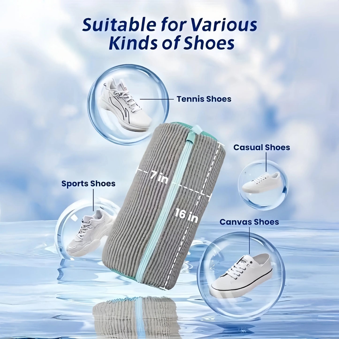 Shoe Washing Machine Bag: Reusable Laundry Bag for Sneakers and Tennis Shoes, Ideal for Washer and Dryer Cleaning
