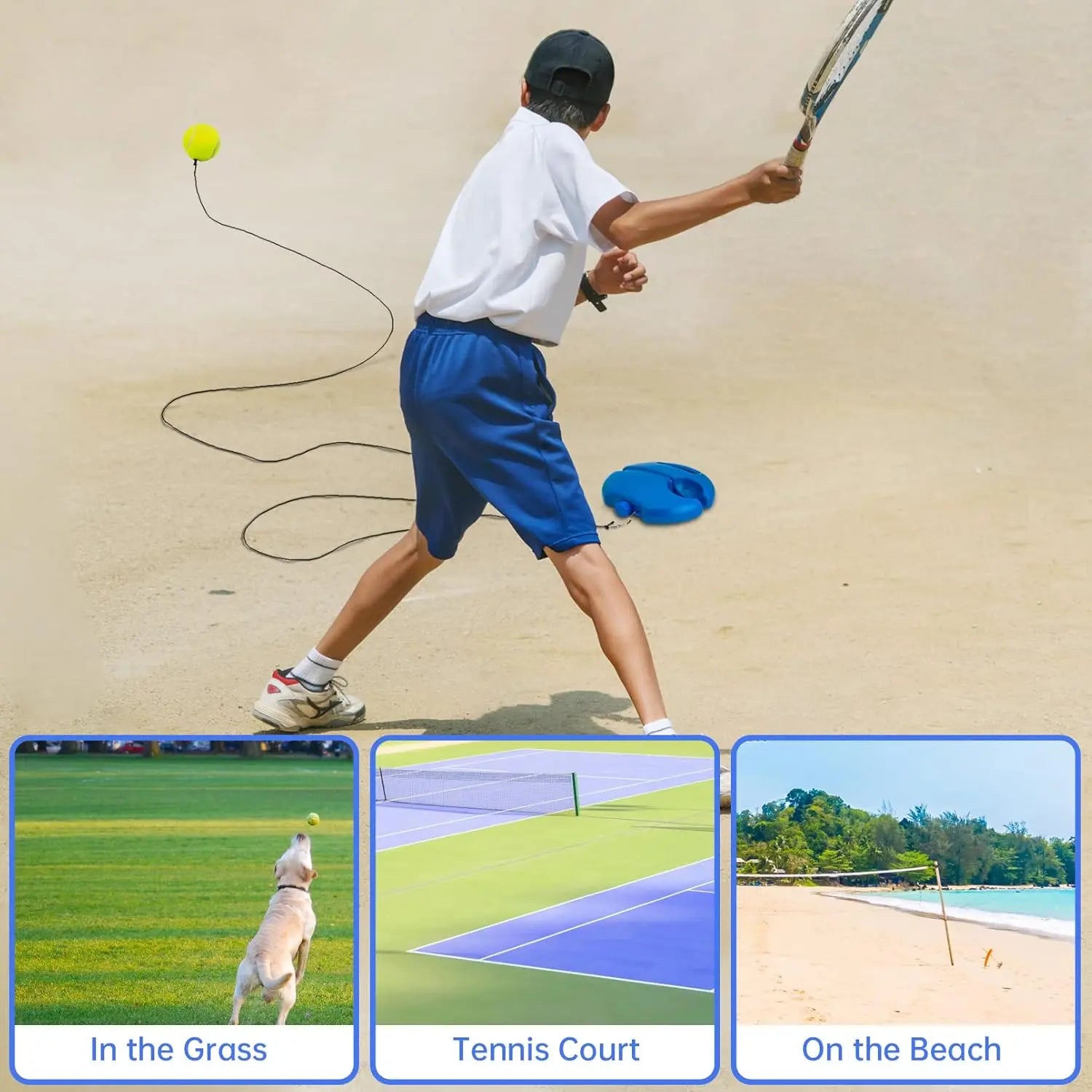 Professional Tennis Trainer Rebound Ball - Portable Solo Training Equipment with String Balls for Beginners and Outdoor Practice