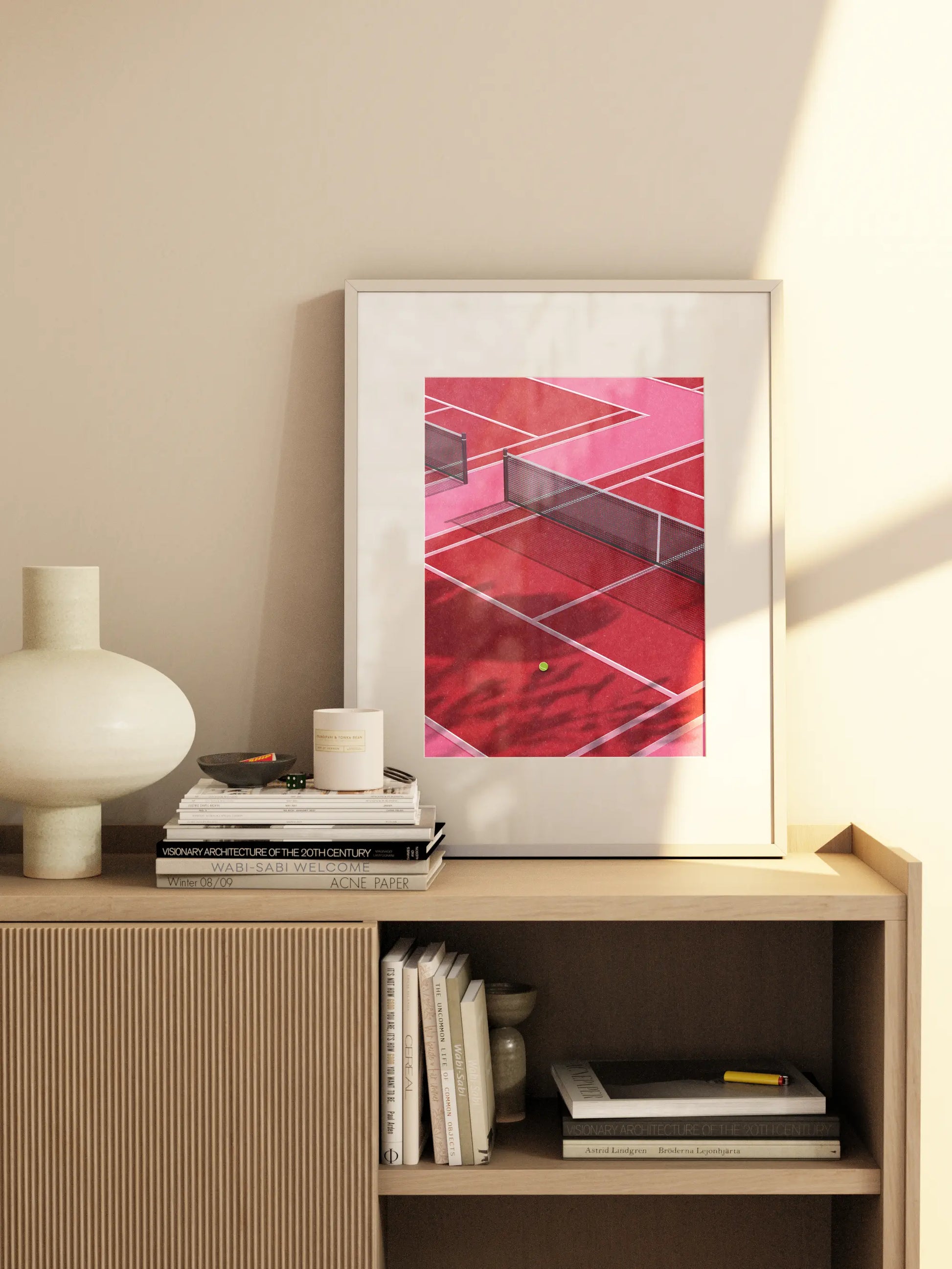 Tennis Retro Art Print - Risograph-Inspired Illustration, Unframed Sports Wall Decor, Ideal Gift