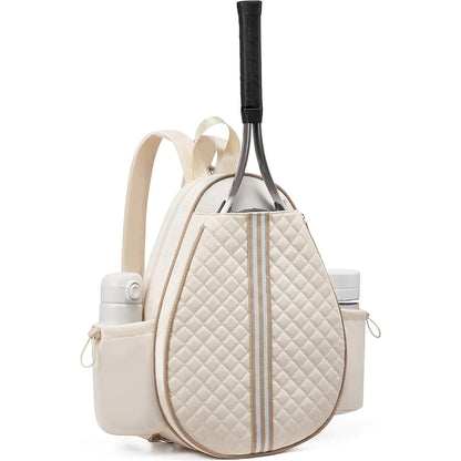 Quilted Water-Resistant Tennis Sling Backpack - Versatile Bag for Tennis, Pickleball, and Badminton for Men and Women