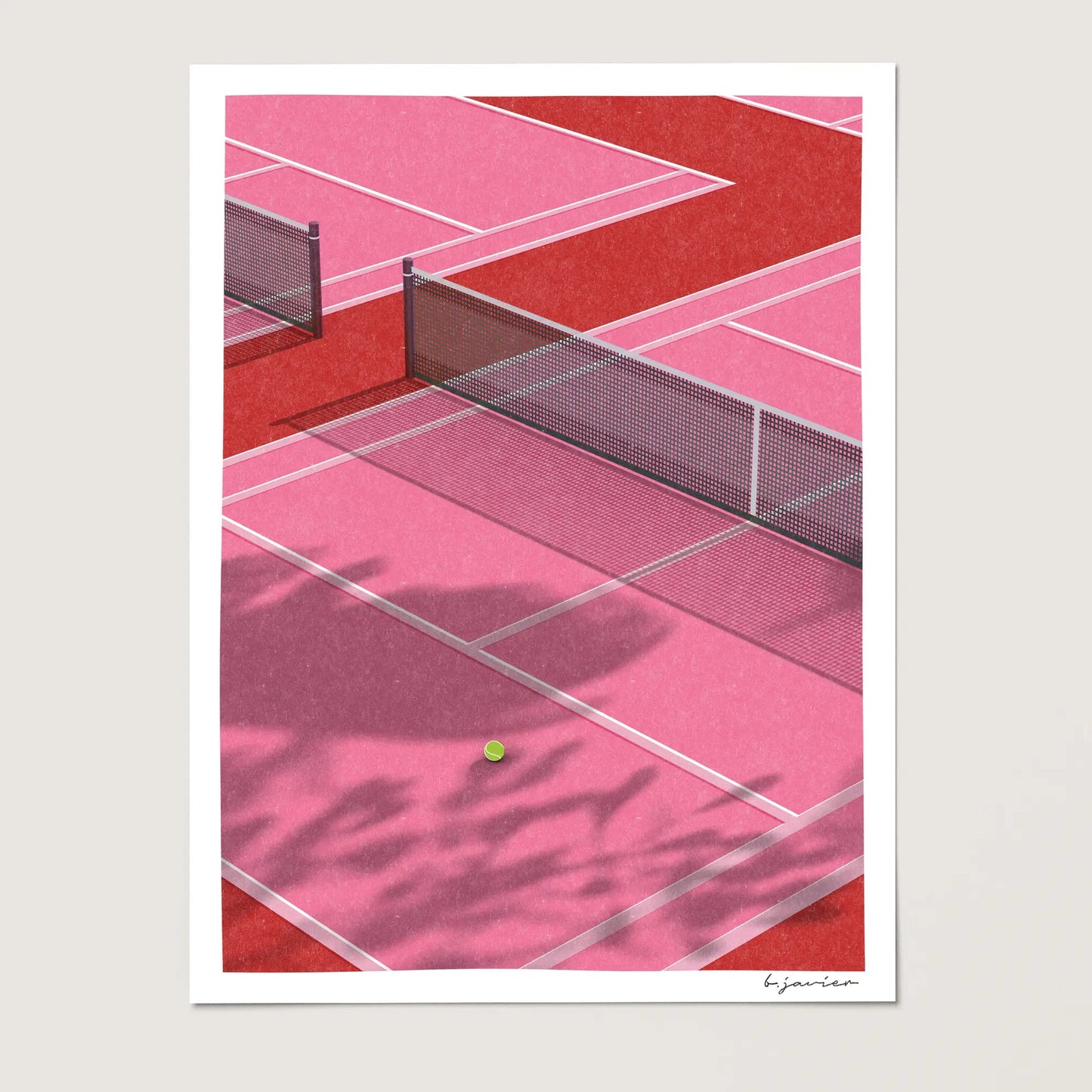 Tennis Retro Art Print - Risograph-Inspired Illustration, Unframed Sports Wall Decor, Ideal Gift
